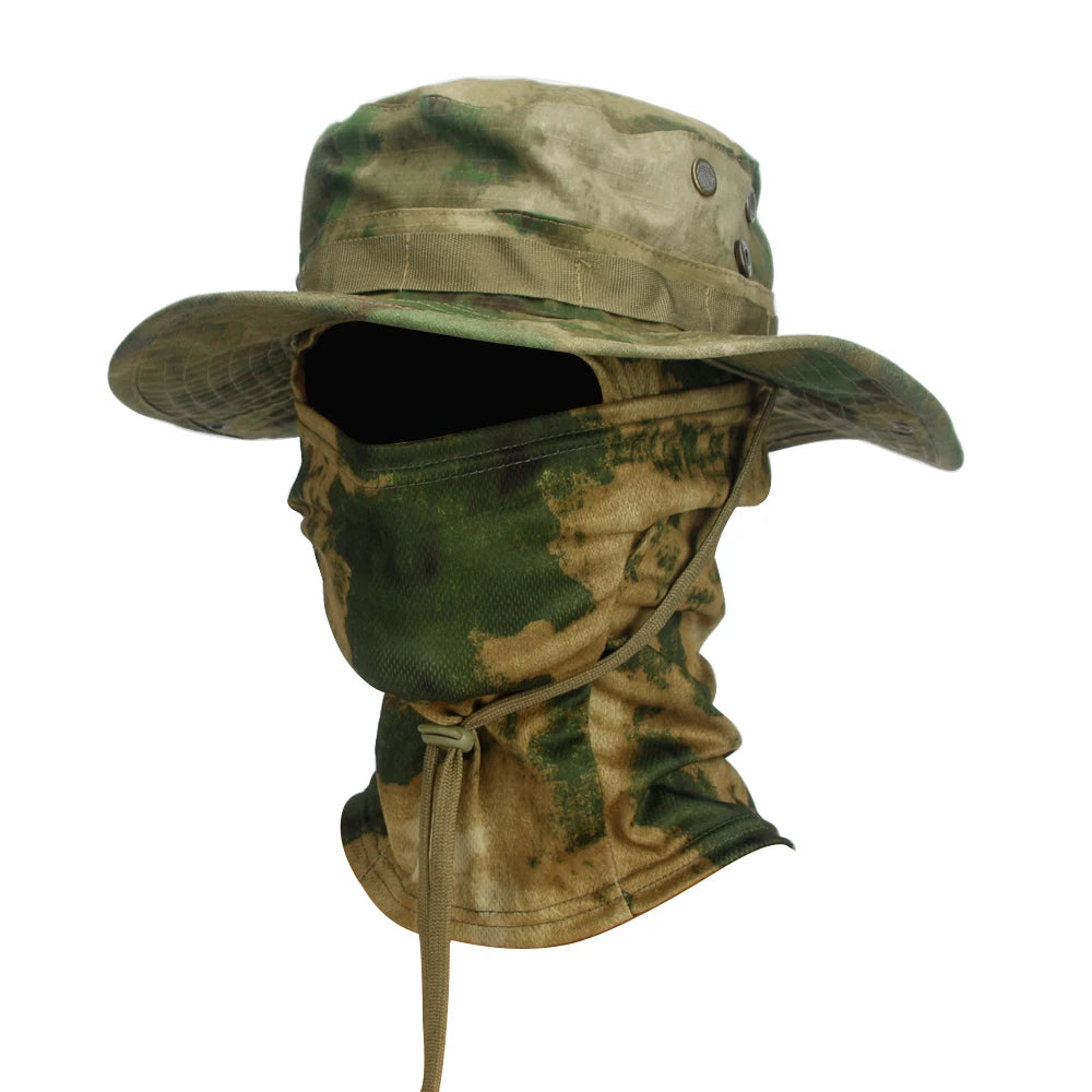 Camouflage Boonie Hat with Balaclava for Outdoor Use at-green by HitMyNeed