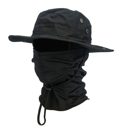 Camouflage Boonie Hat with Balaclava for Outdoor Use black by HitMyNeed