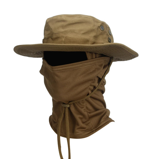 Camouflage Boonie Hat with Balaclava for Outdoor Use brown by HitMyNeed