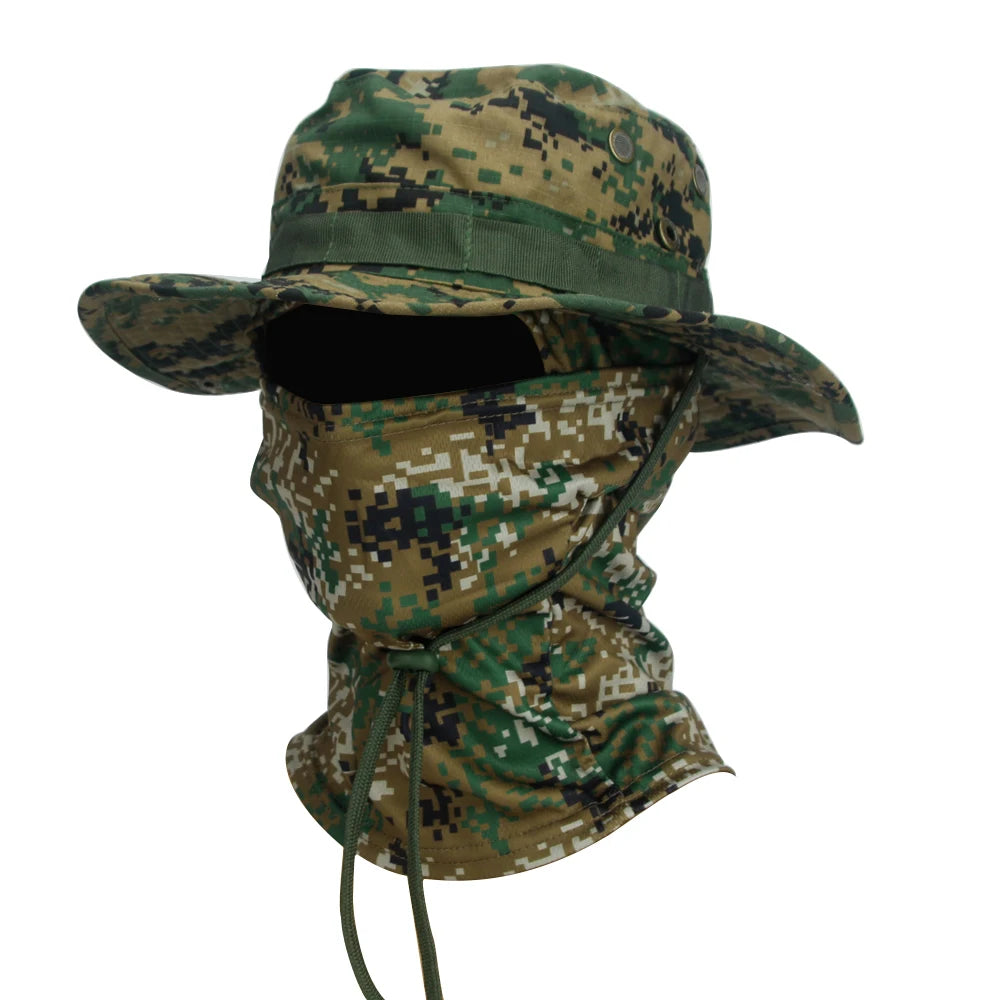 Camouflage Boonie Hat with Balaclava for Outdoor Use jungle-digital by HitMyNeed