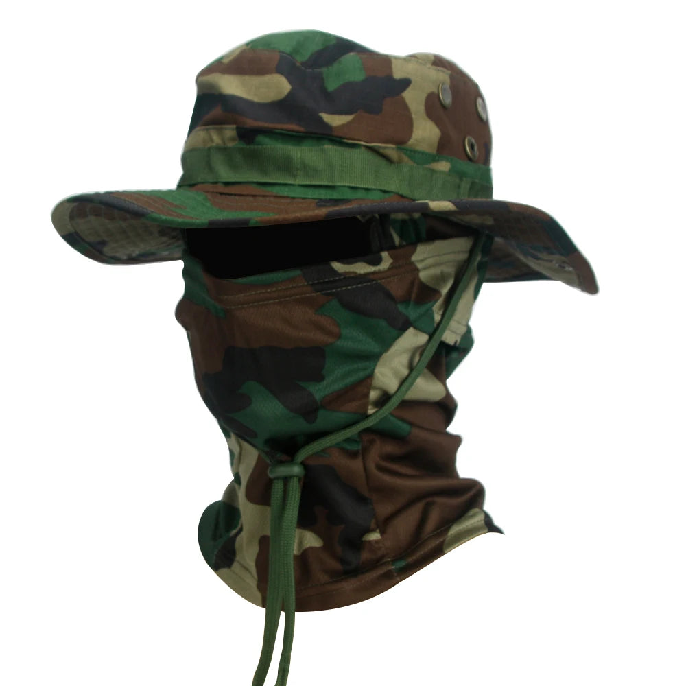 Camouflage Boonie Hat with Balaclava for Outdoor Use woodland by HitMyNeed