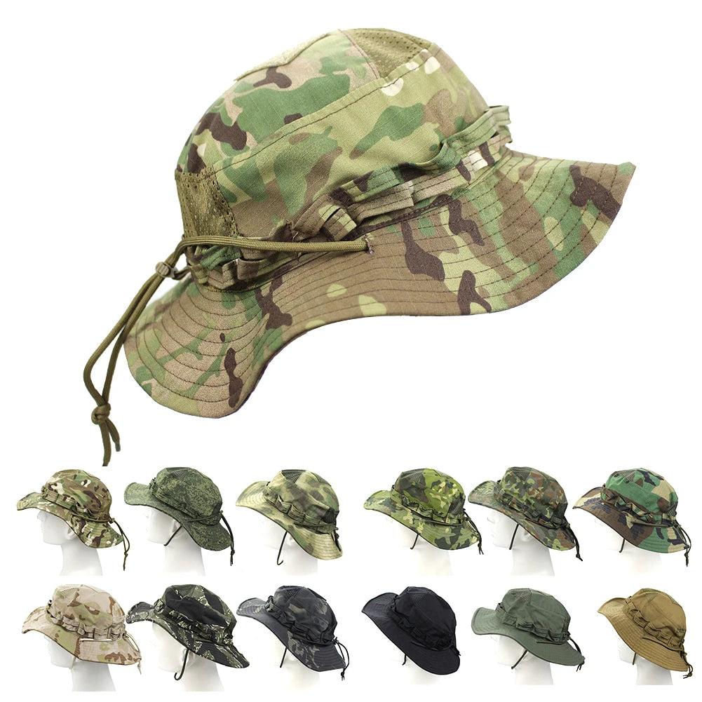 Camouflage Square Pocket Boonie Bucket Hat by HitMyNeed