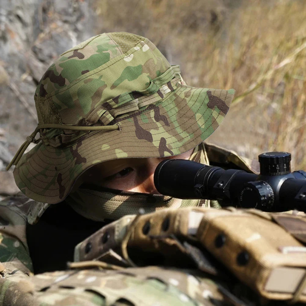 Camouflage Square Pocket Boonie Bucket Hat by HitMyNeed