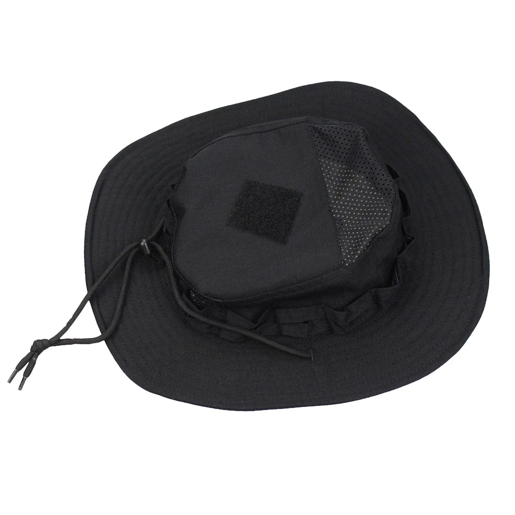Camouflage Square Pocket Boonie Bucket Hat black by HitMyNeed