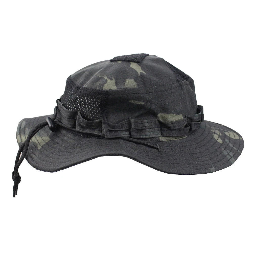 Camouflage Square Pocket Boonie Bucket Hat night-camo by HitMyNeed