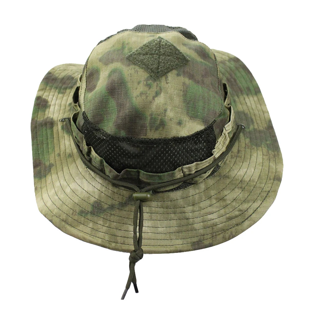 Camouflage Square Pocket Boonie Bucket Hat ruins-green by HitMyNeed