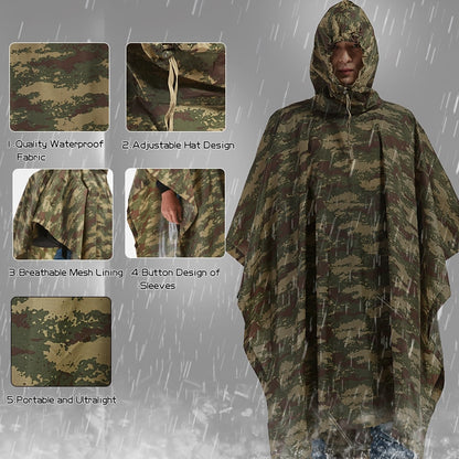 Camouflage Waterproof Backpack Rain Poncho by HitMyNeed