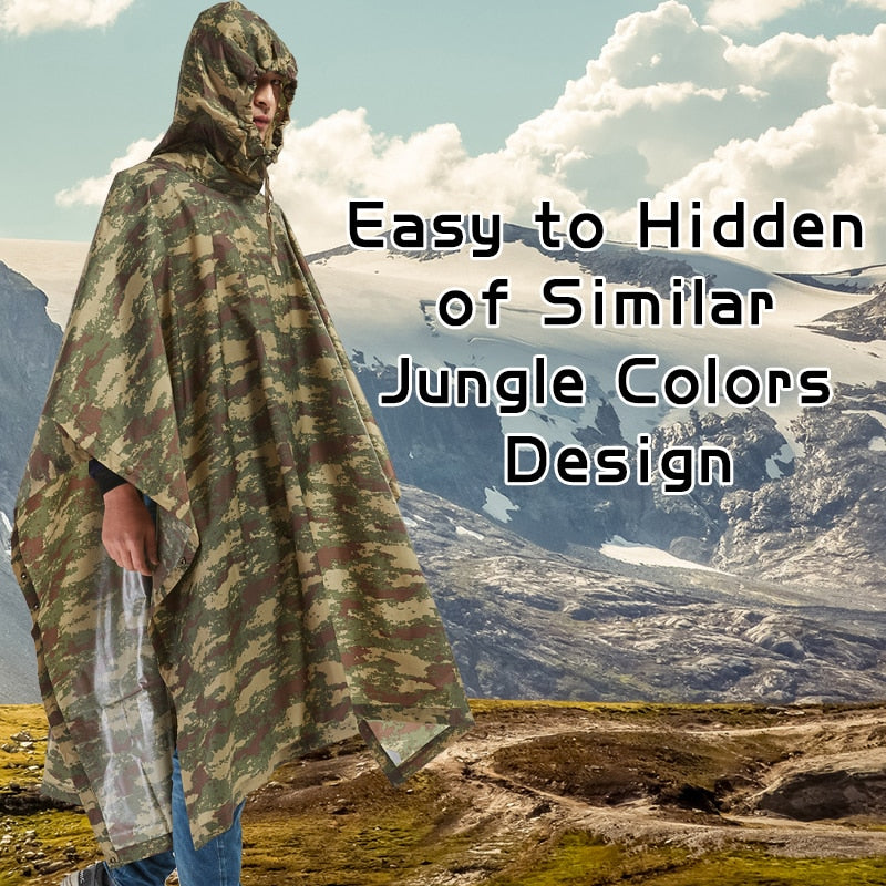 Camouflage Waterproof Backpack Rain Poncho by HitMyNeed