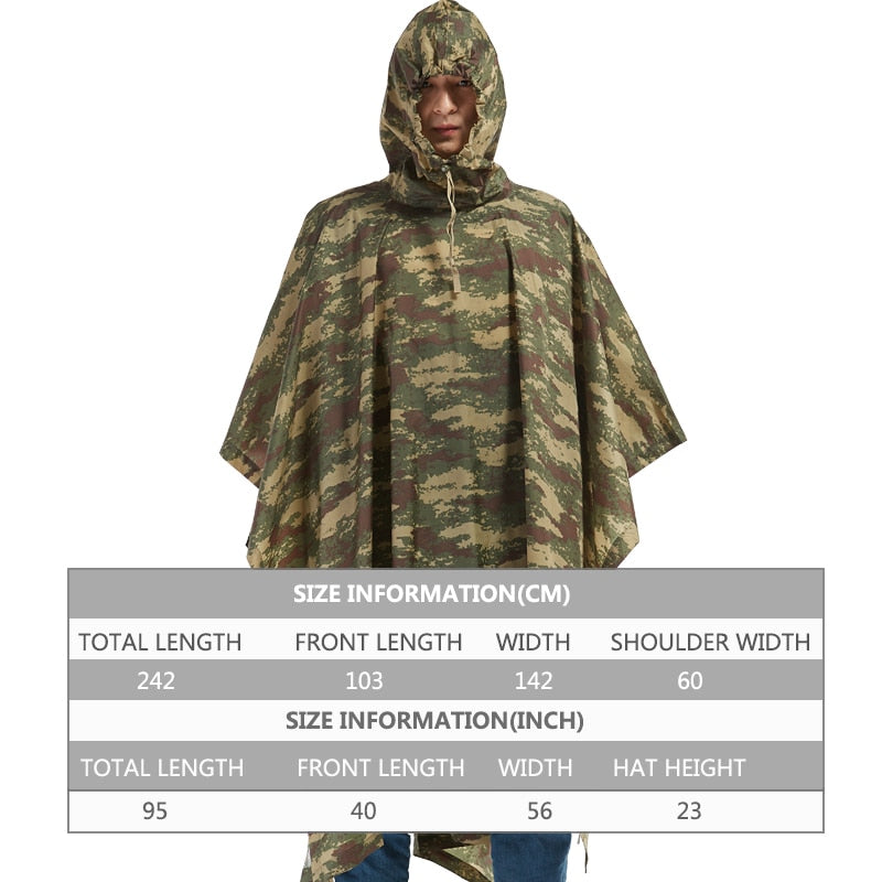 Camouflage Waterproof Backpack Rain Poncho by HitMyNeed
