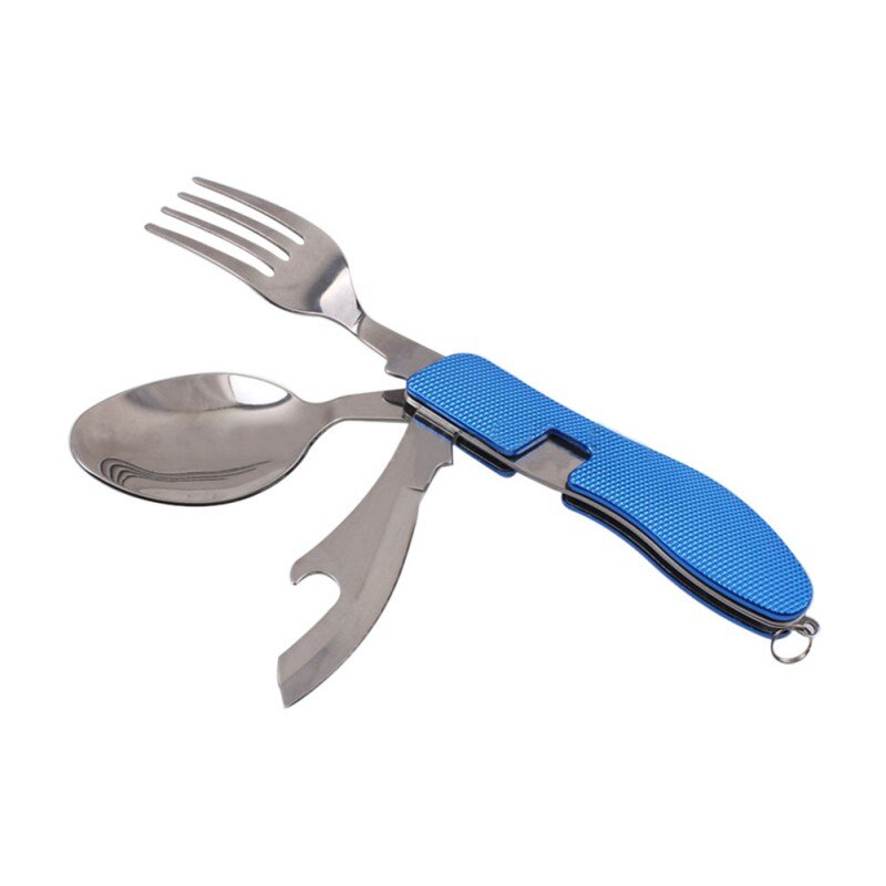 Camping 3-in-1 Folding Cutlery Tool blue by HitMyNeed