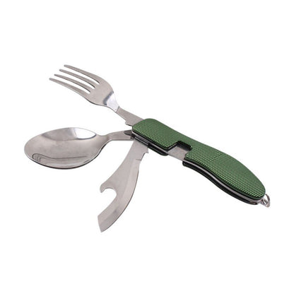 Camping 3-in-1 Folding Cutlery Tool green by HitMyNeed