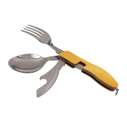 Camping 3-in-1 Folding Cutlery Tool yellow by HitMyNeed