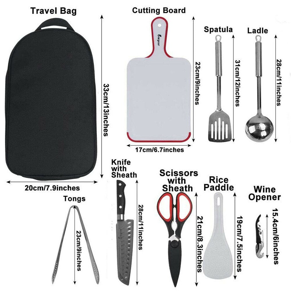 Camping Cooking Utensils Set with Carry Case by HitMyNeed