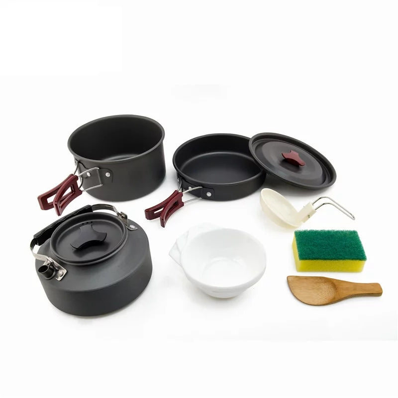 Camping Cookware Set for 1-3 People with Kettle by HitMyNeed