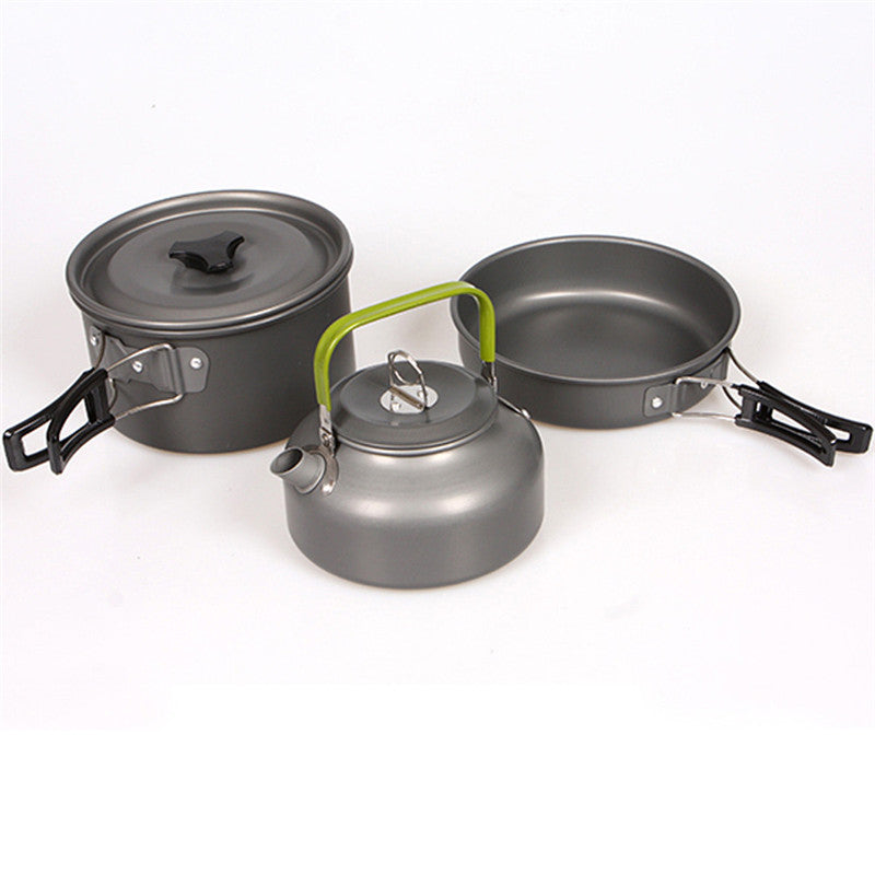Camping Cookware Set of 3 with Teapot and Carry Bag by HitMyNeed