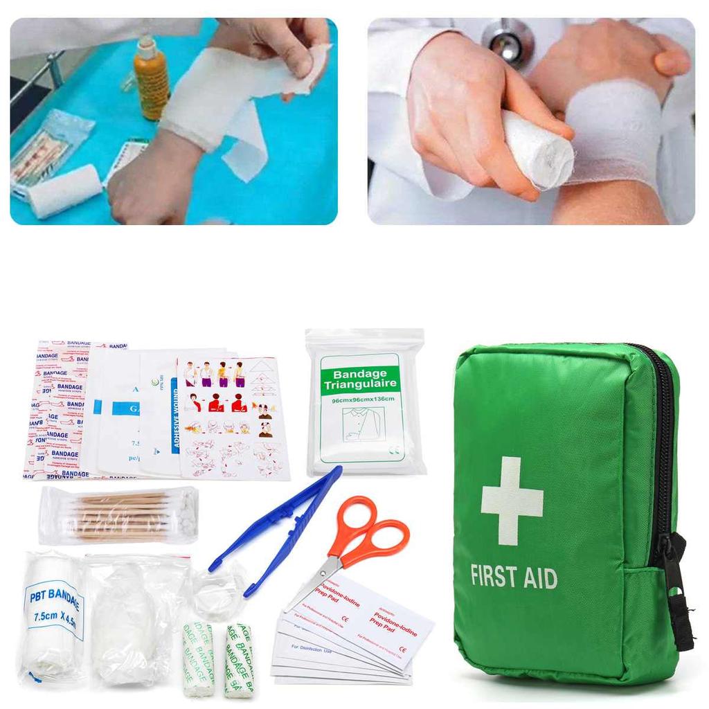Camping First Aid Kit 121-Piece - Compact Green Bag by HitMyNeed