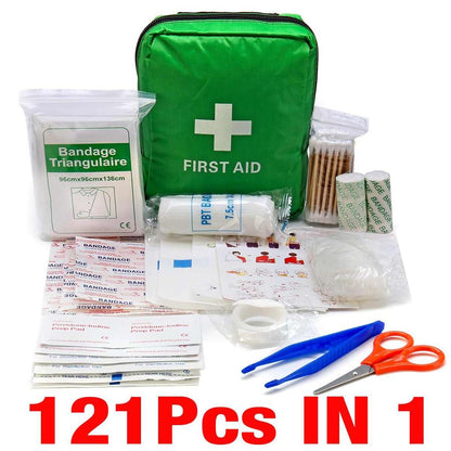 Camping First Aid Kit 121-Piece - Compact Green Bag by HitMyNeed