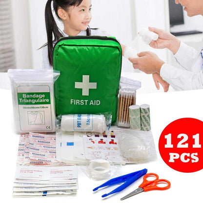 Camping First Aid Kit 121-Piece - Compact Green Bag by HitMyNeed