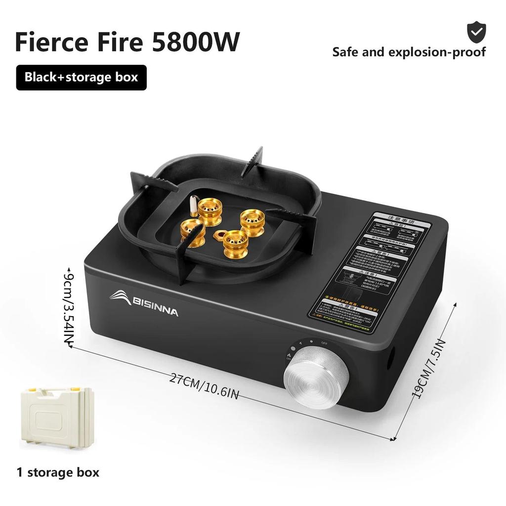 Camping Gas Stove 5800W Portable Cassette Burner black by HitMyNeed