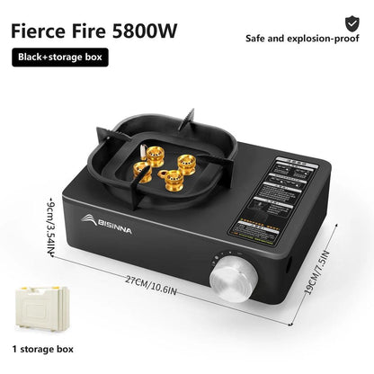Camping Gas Stove 5800W Portable Cassette Burner black by HitMyNeed