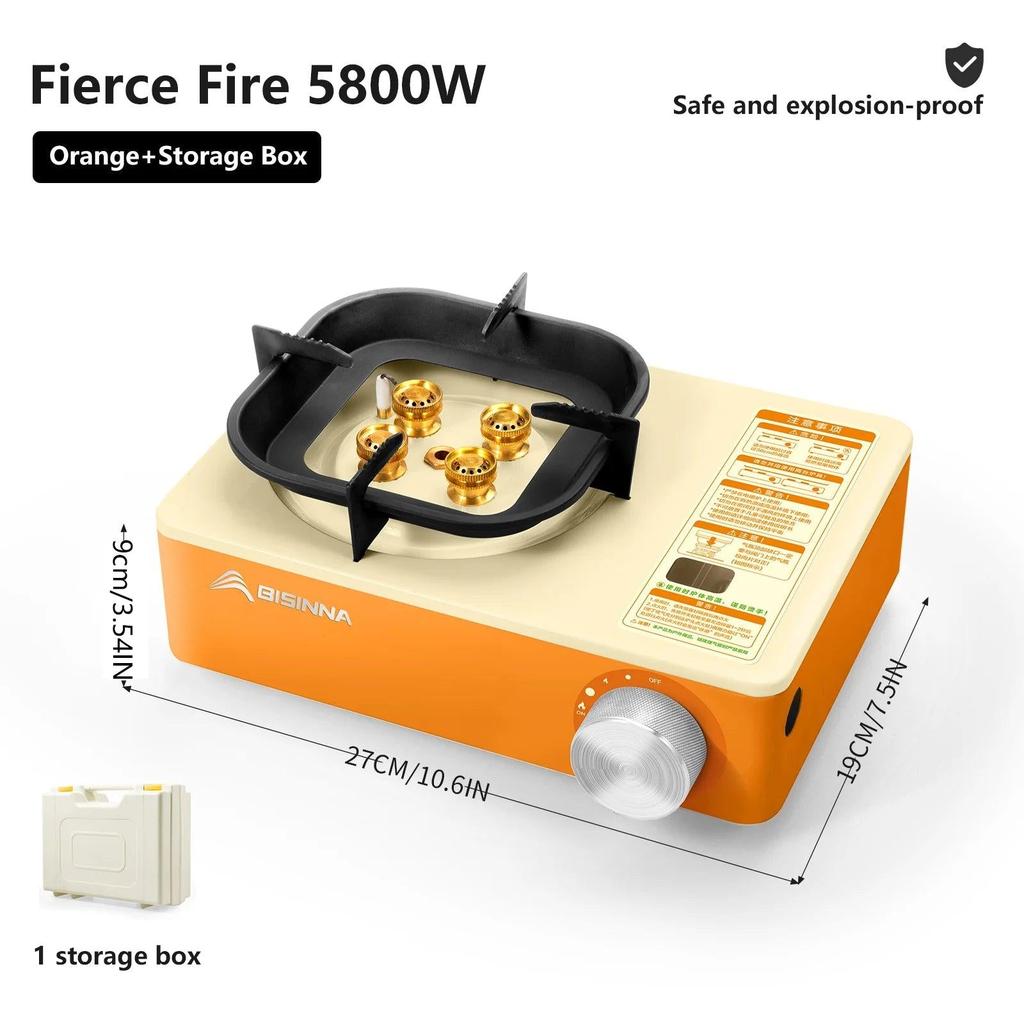 Camping Gas Stove 5800W Portable Cassette Burner orange by HitMyNeed