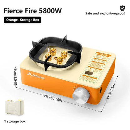 Camping Gas Stove 5800W Portable Cassette Burner orange by HitMyNeed
