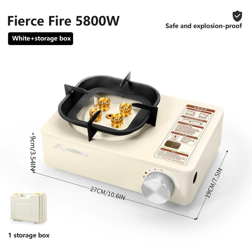 Camping Gas Stove 5800W Portable Cassette Burner white by HitMyNeed