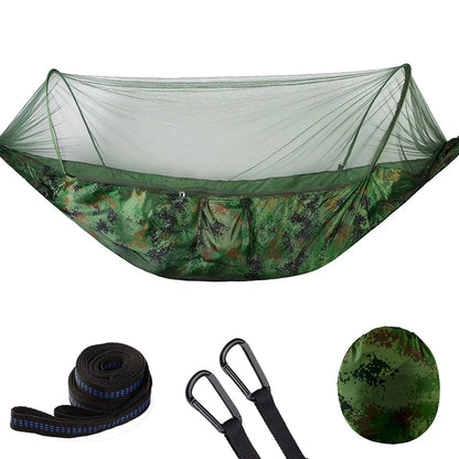 Camping Hammock with Mosquito Net and Tree Straps camouflage-green by HitMyNeed