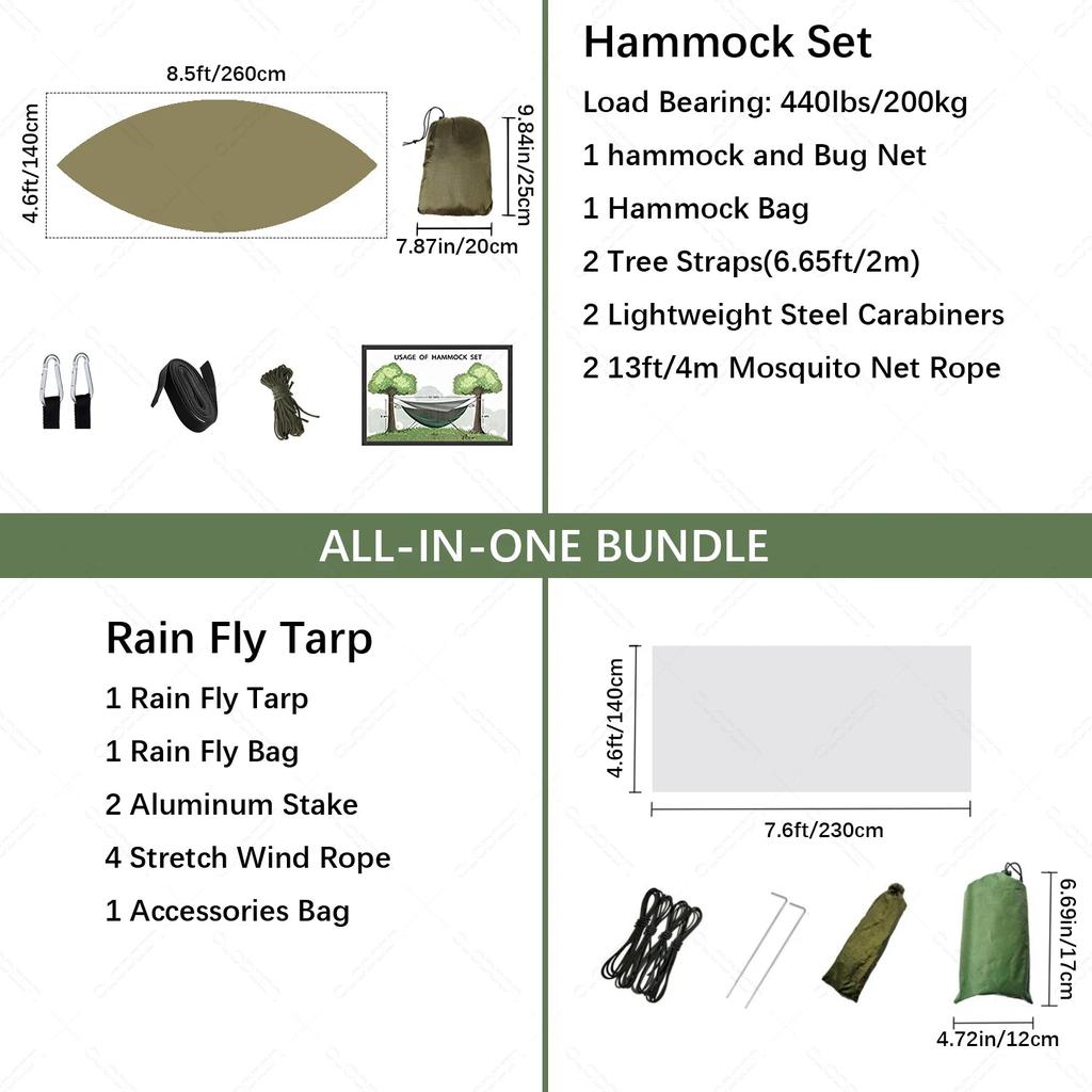 Camping Hammock with Mosquito Net & Rain Tarp by HitMyNeed