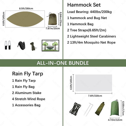 Camping Hammock with Mosquito Net & Rain Tarp by HitMyNeed