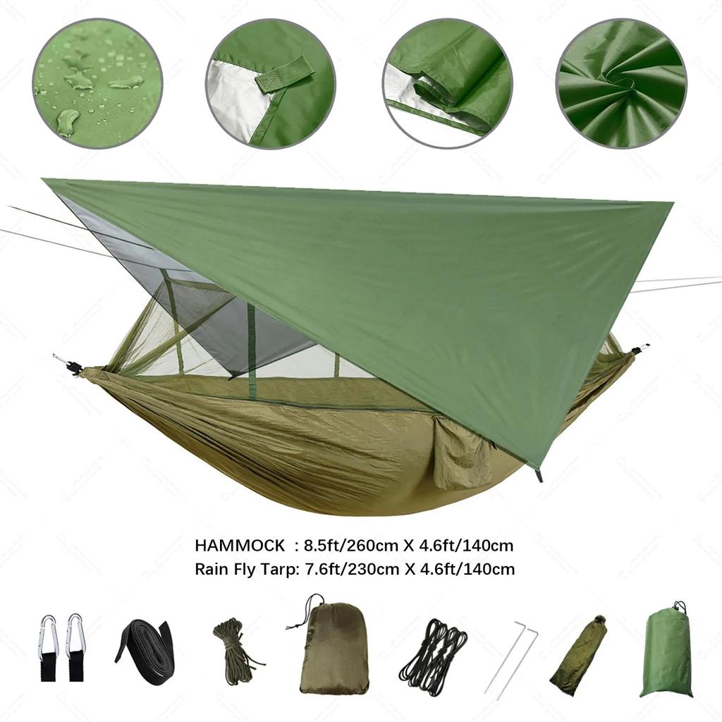 Camping Hammock with Mosquito Net & Rain Tarp by HitMyNeed