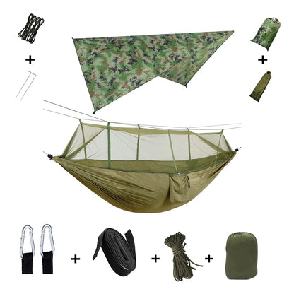 Camping Hammock with Mosquito Net & Rain Tarp army-green by HitMyNeed