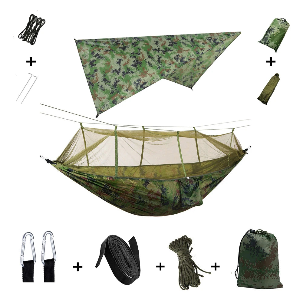 Camping Hammock with Mosquito Net & Rain Tarp camouflage by HitMyNeed