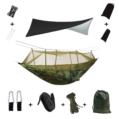 Camping Hammock with Mosquito Net & Rain Tarp camouflage-black by HitMyNeed