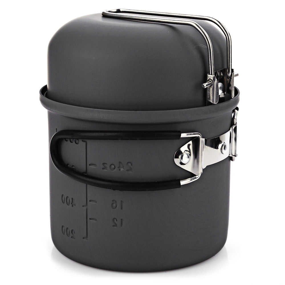 Camping Kitchen Cookware Set with Silicone Handles by HitMyNeed