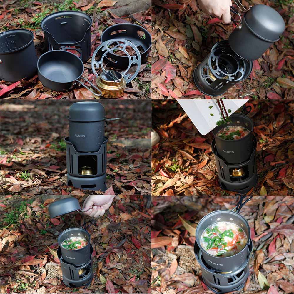 Camping Kitchen Cookware Set with Silicone Handles by HitMyNeed