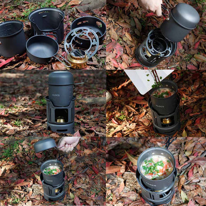 Camping Kitchen Cookware Set with Silicone Handles by HitMyNeed