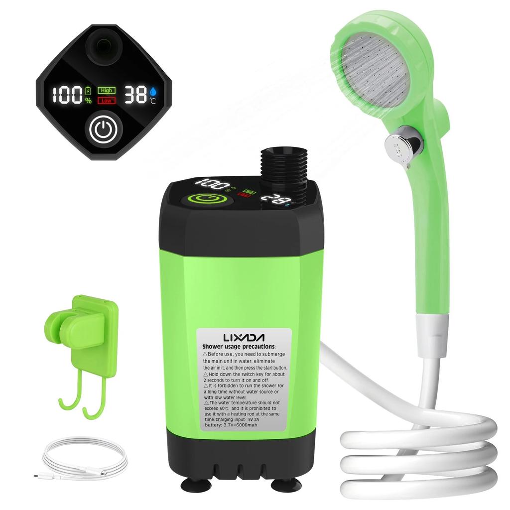 Camping Shower Pump with Digital Display 6000mAh green by HitMyNeed
