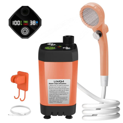 Camping Shower Pump with Digital Display 6000mAh orange by HitMyNeed