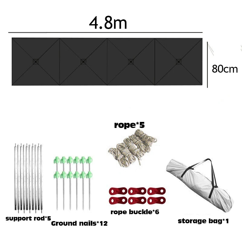 Camping Windproof Folding Windscreen 4.8m black by HitMyNeed