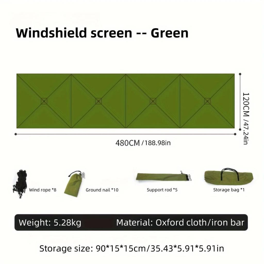 Camping Windproof Folding Windscreen 4.8m green by HitMyNeed
