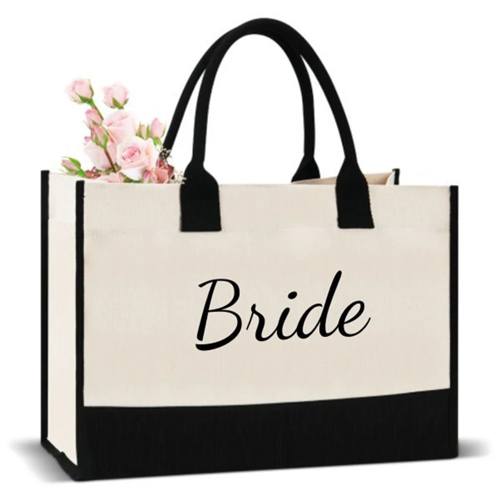 Canvas Bride Tote Bag with Bow Detail by HitMyNeed