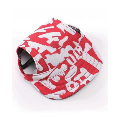 Canvas Dog Sun Hat with Ear Holes and Chin Strap c-red-letter m by HitMyNeed