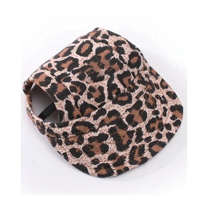 Canvas Dog Sun Hat with Ear Holes and Chin Strap d-leopard m by HitMyNeed
