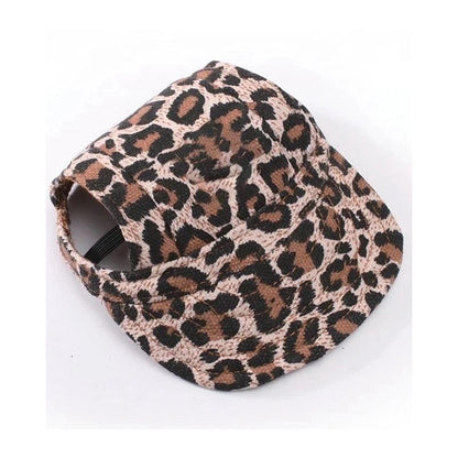 Canvas Dog Sun Hat with Ear Holes and Chin Strap d-leopard m by HitMyNeed