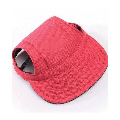 Canvas Dog Sun Hat with Ear Holes and Chin Strap g-red m by HitMyNeed