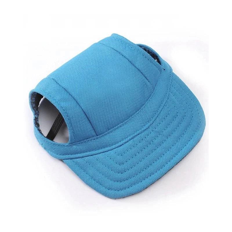 Canvas Dog Sun Hat with Ear Holes and Chin Strap h-blue m by HitMyNeed