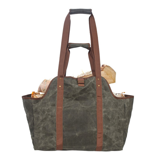 Canvas Firewood Carrier Tote Bag for Camping by HitMyNeed