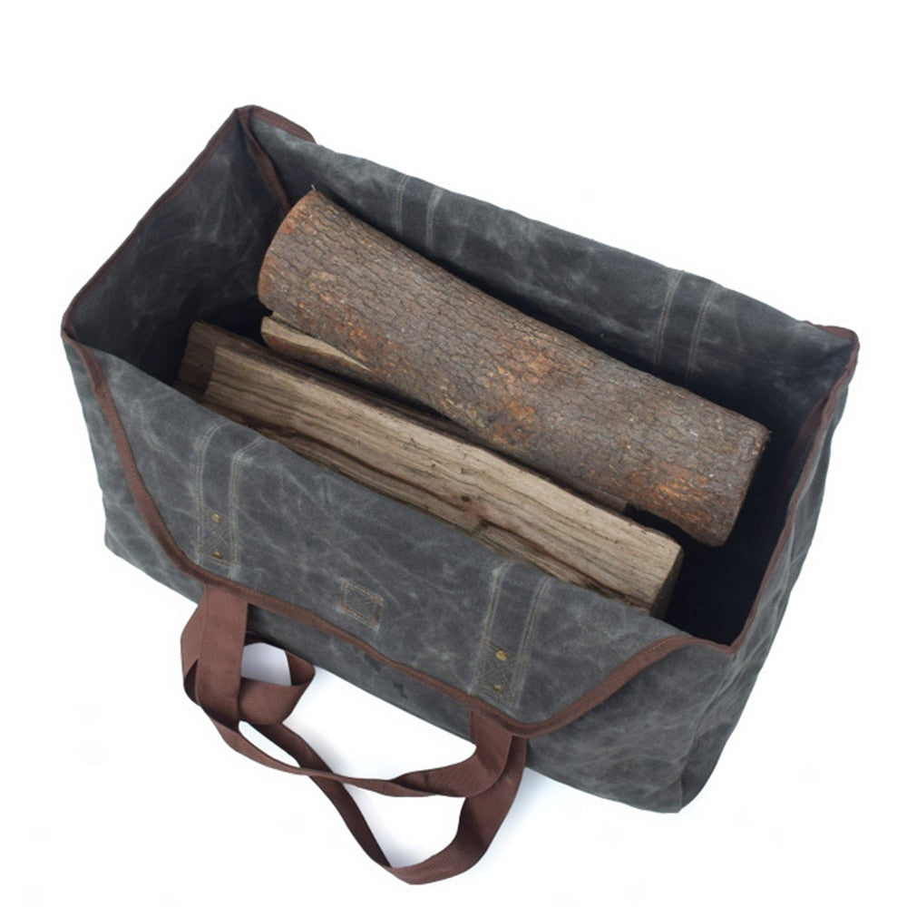 Canvas Firewood Carrier Tote Bag for Camping by HitMyNeed