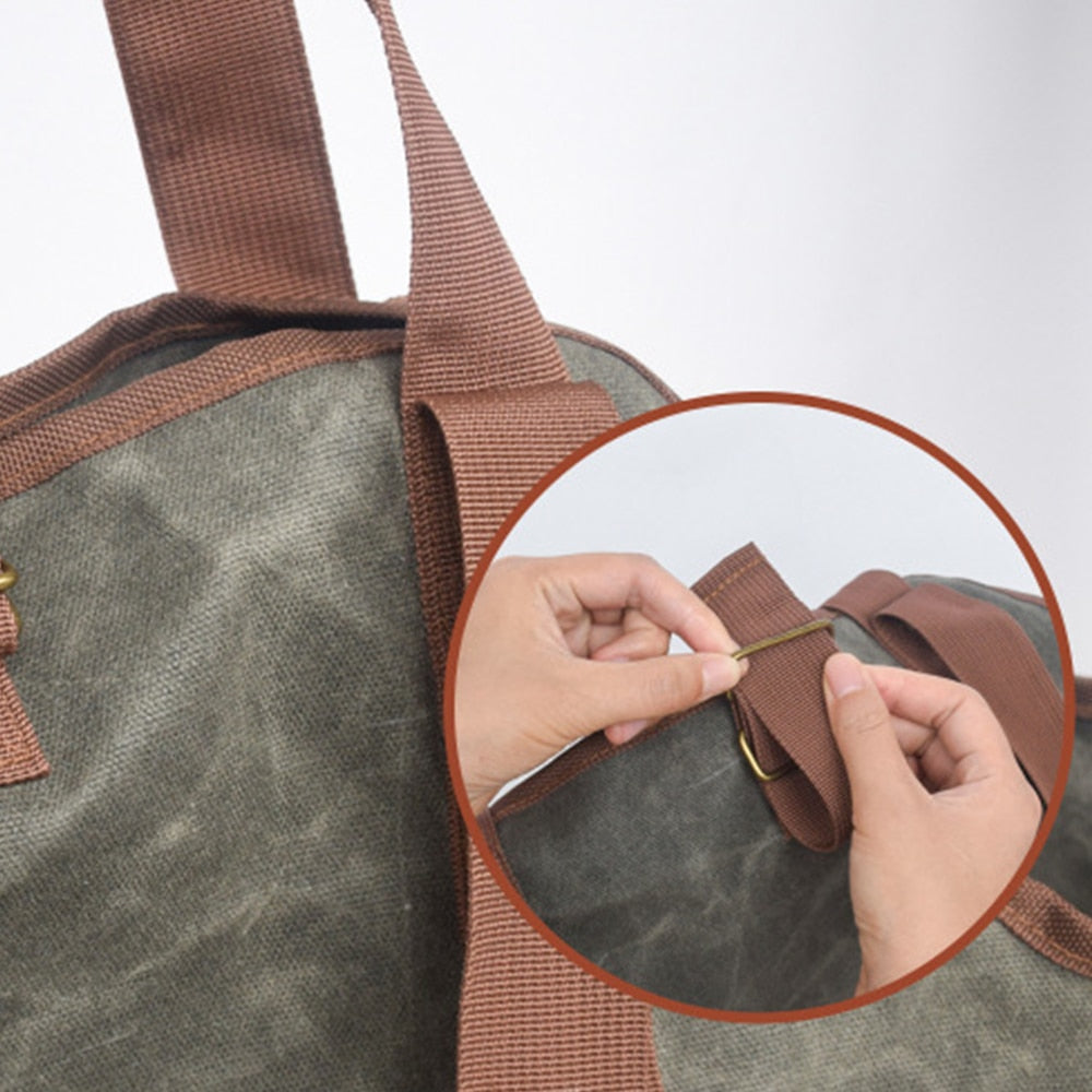 Canvas Firewood Carrier Tote Bag for Camping by HitMyNeed